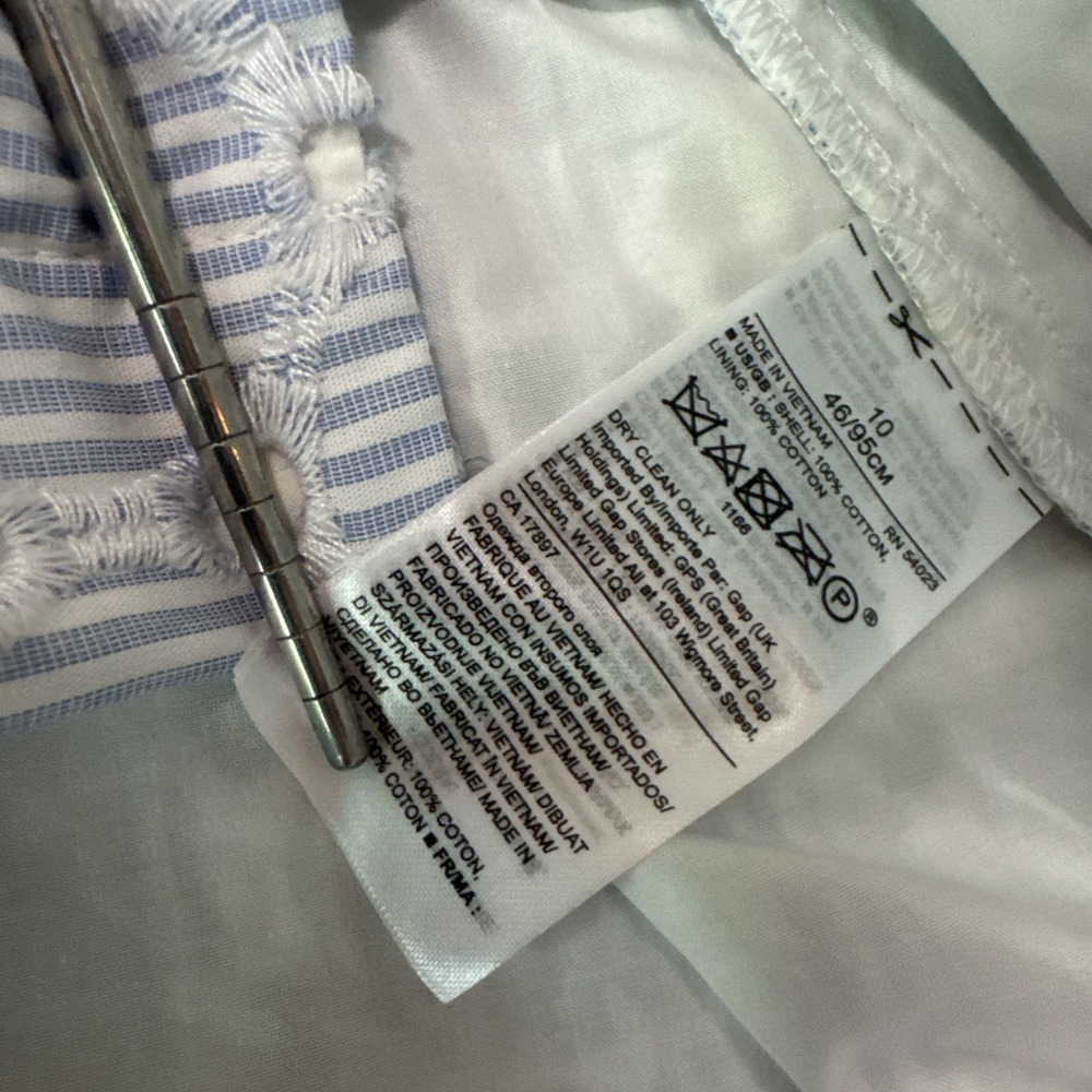 NWT Banana Republic Sz 10 Light Blue Eyelet Removable Strap Cotton Sundress $139 - Picture 7 of 9